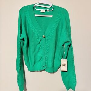 Cyrus Vibrant Green Cable Knit Cardigan